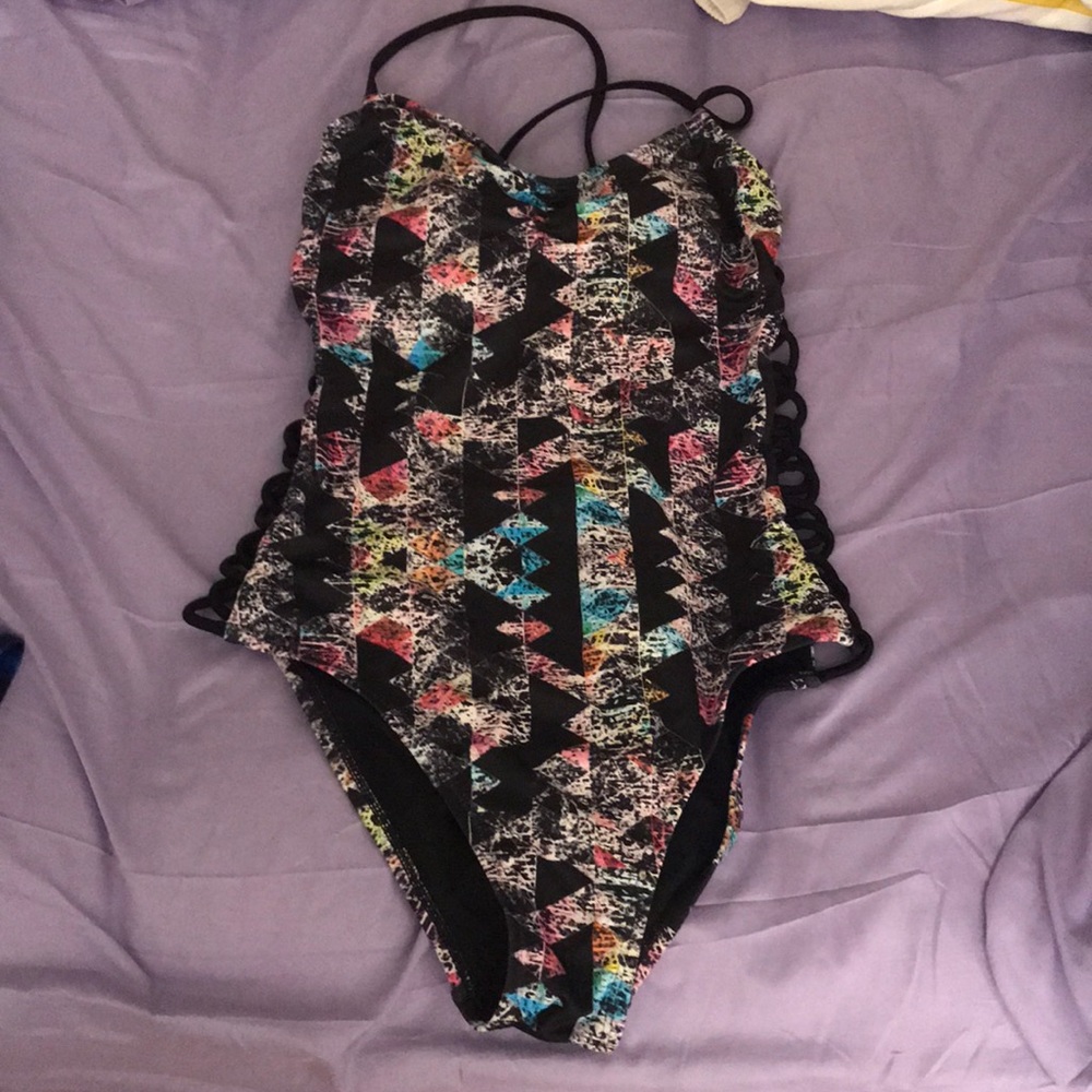 Patterned one piece bathing suit